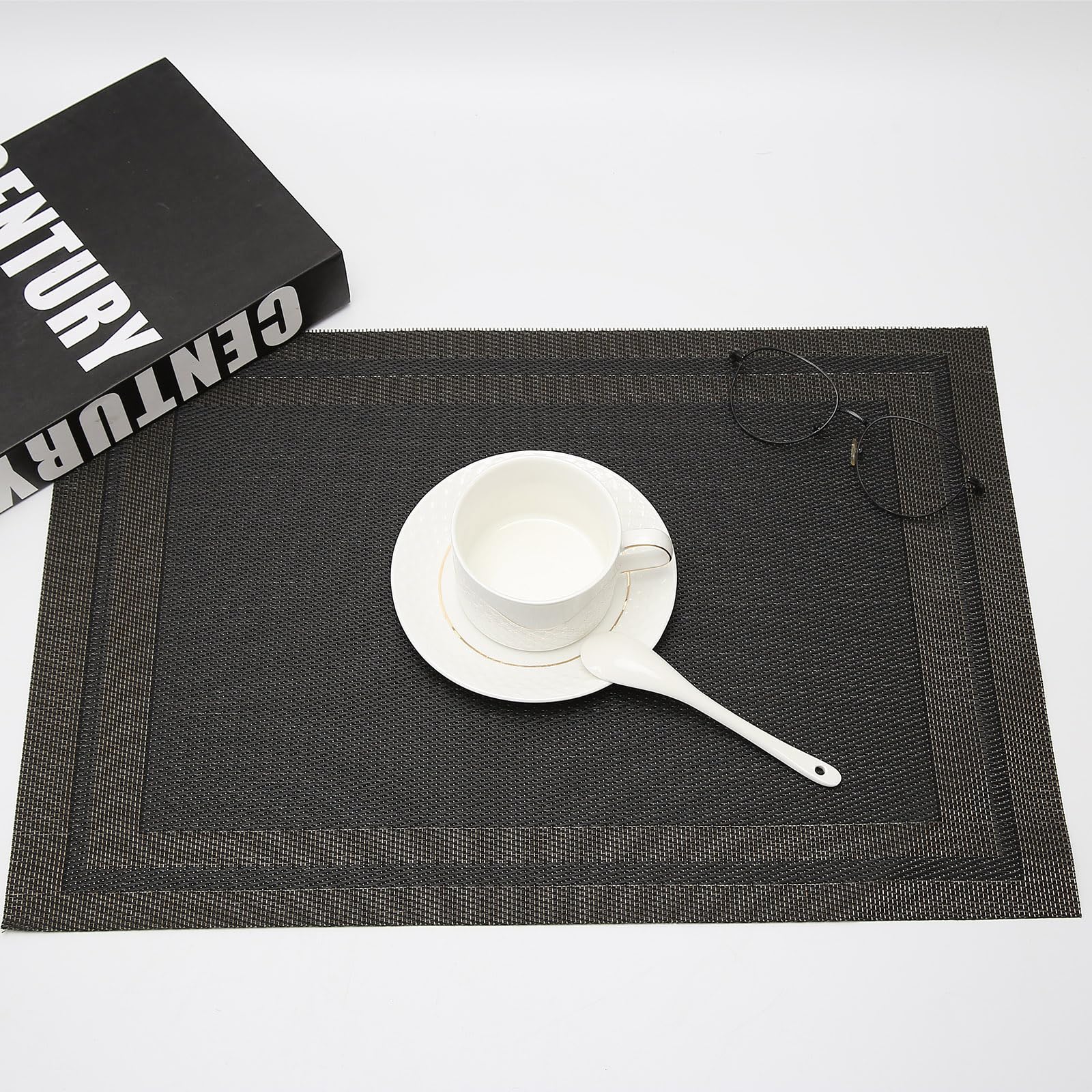marysgift Place Mats for Table 6 Grey Placemats Heat Resistant Non Slip Waterproof Wipeable Washable Placemat for Home Restaurant Hotel Kitchen Party Light Gray - Image 2