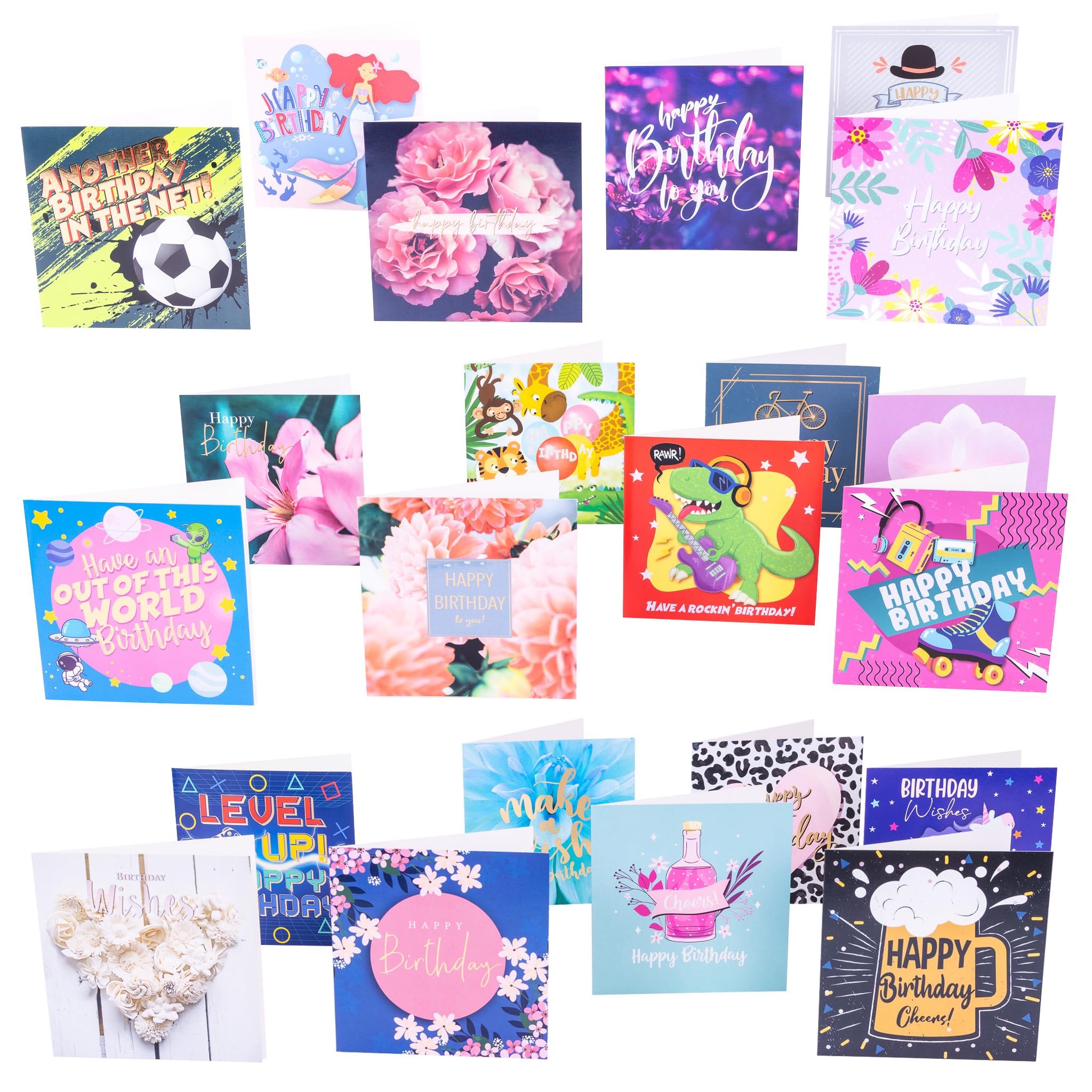 Happy Birthday Cards Bumper Pack of 24 Mixed Male Female Kids 24 Mixed Designs