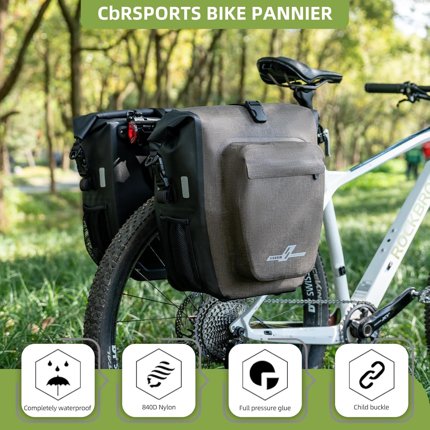 CbRSPORTS Waterproof Bike Panniers Bag 27L,Road Mountain Ride Bike Rear Bag with Shoulder Strap Bcycle Bags