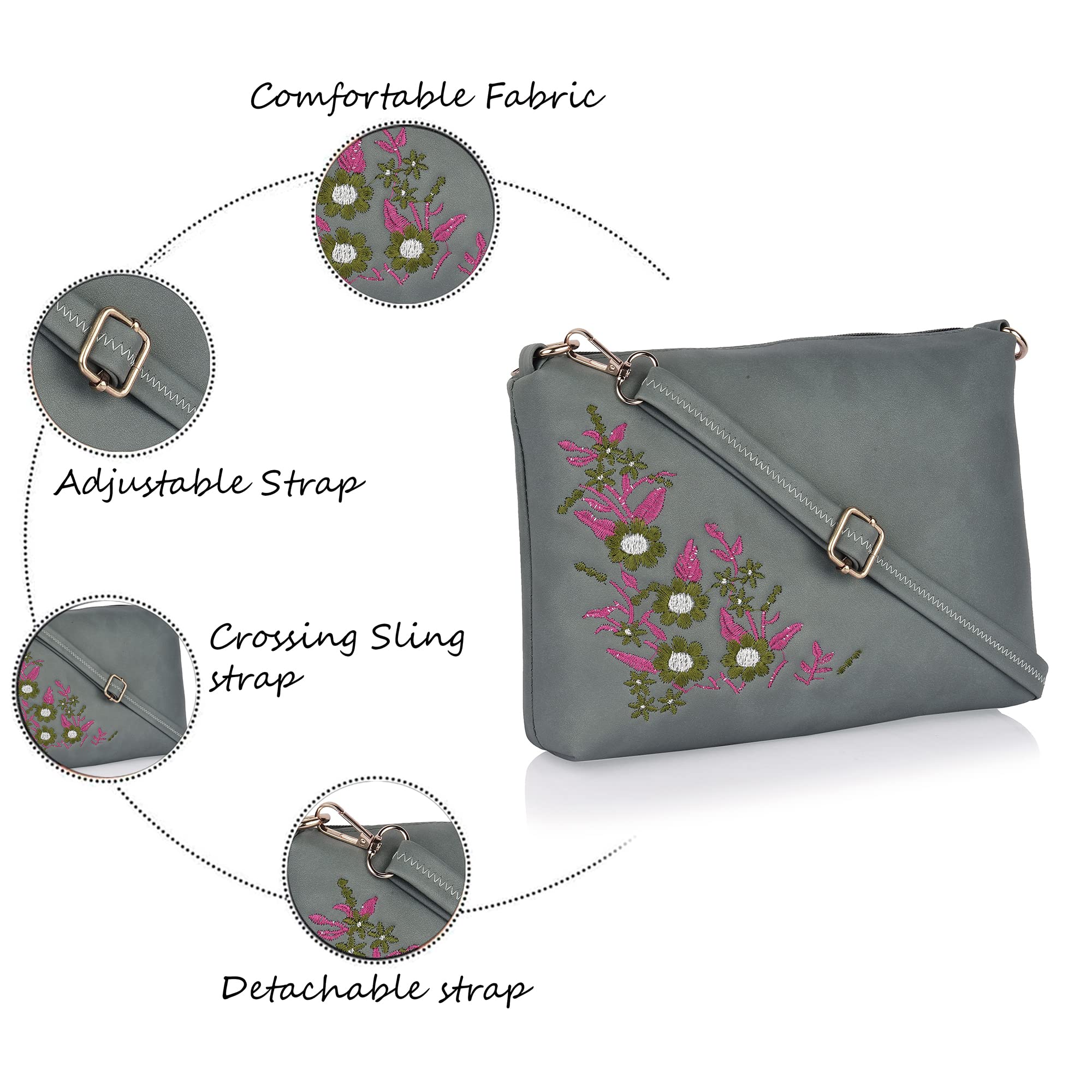 SHAMRIZ Girl's Sling Bag (Grey, SMRB03) 1