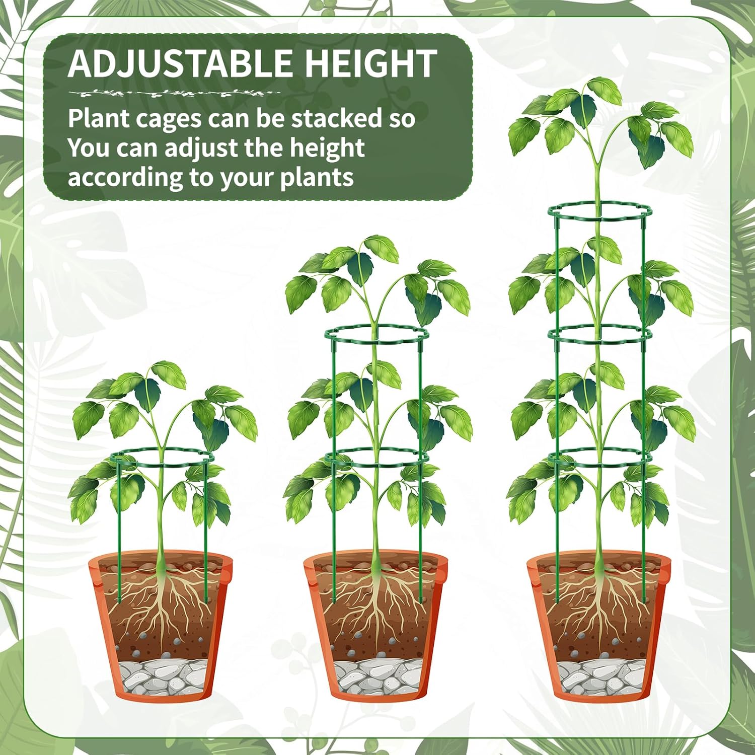 12 Pack Plant Support Stakes Sets - Versatile Plant Cages, Stackable Garden Flower Support, Small Plant Stakes for Indoor Plants,Tomato,Monstera, Peony, Hydrangea, Climbing Plants - Image 3