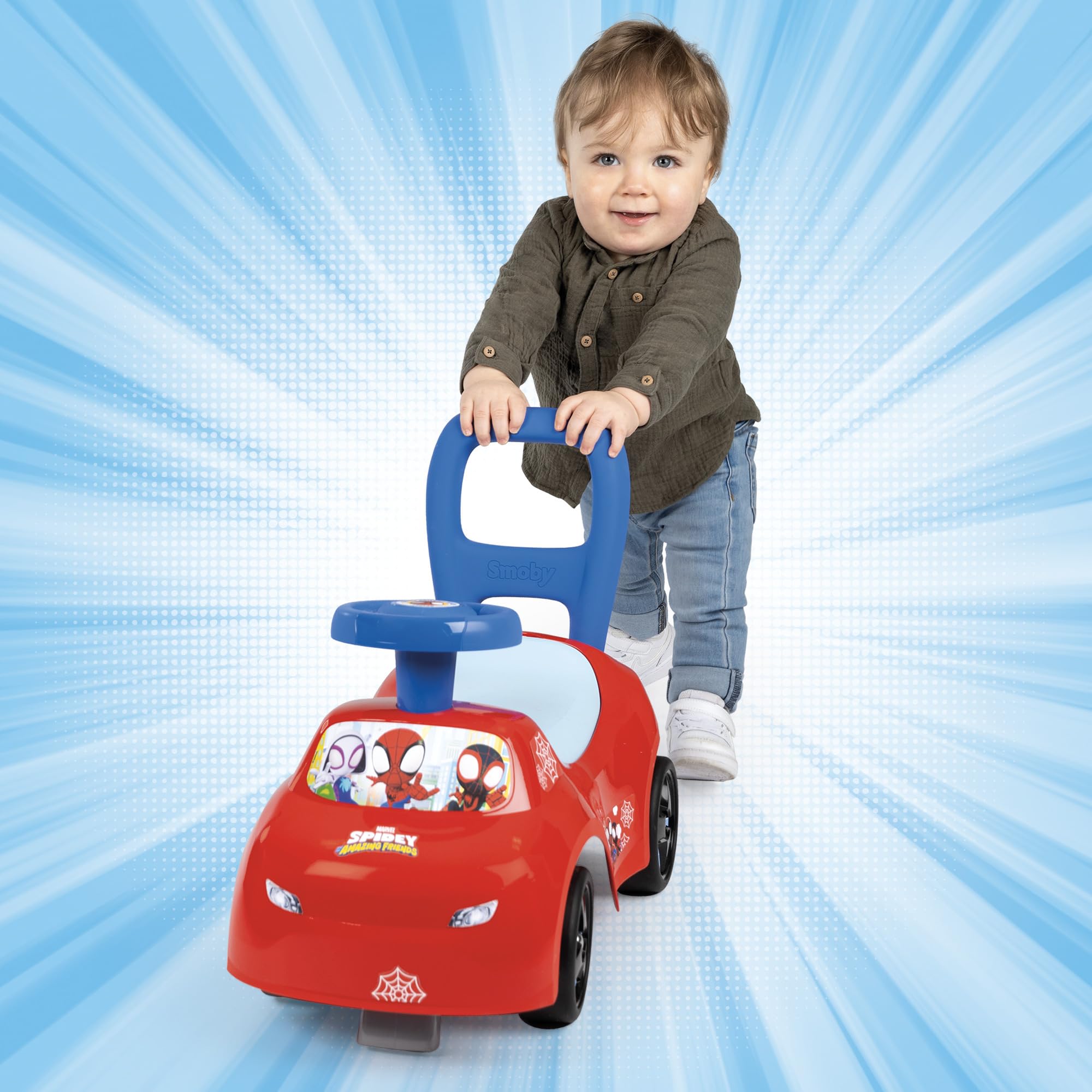 Smoby - Porteur enfant 2 en 1 - Auto Rouge - Coffre sous la selle Smoby - Porteur enfant 2 en 1 - Auto Rouge - Coffre sous la selle