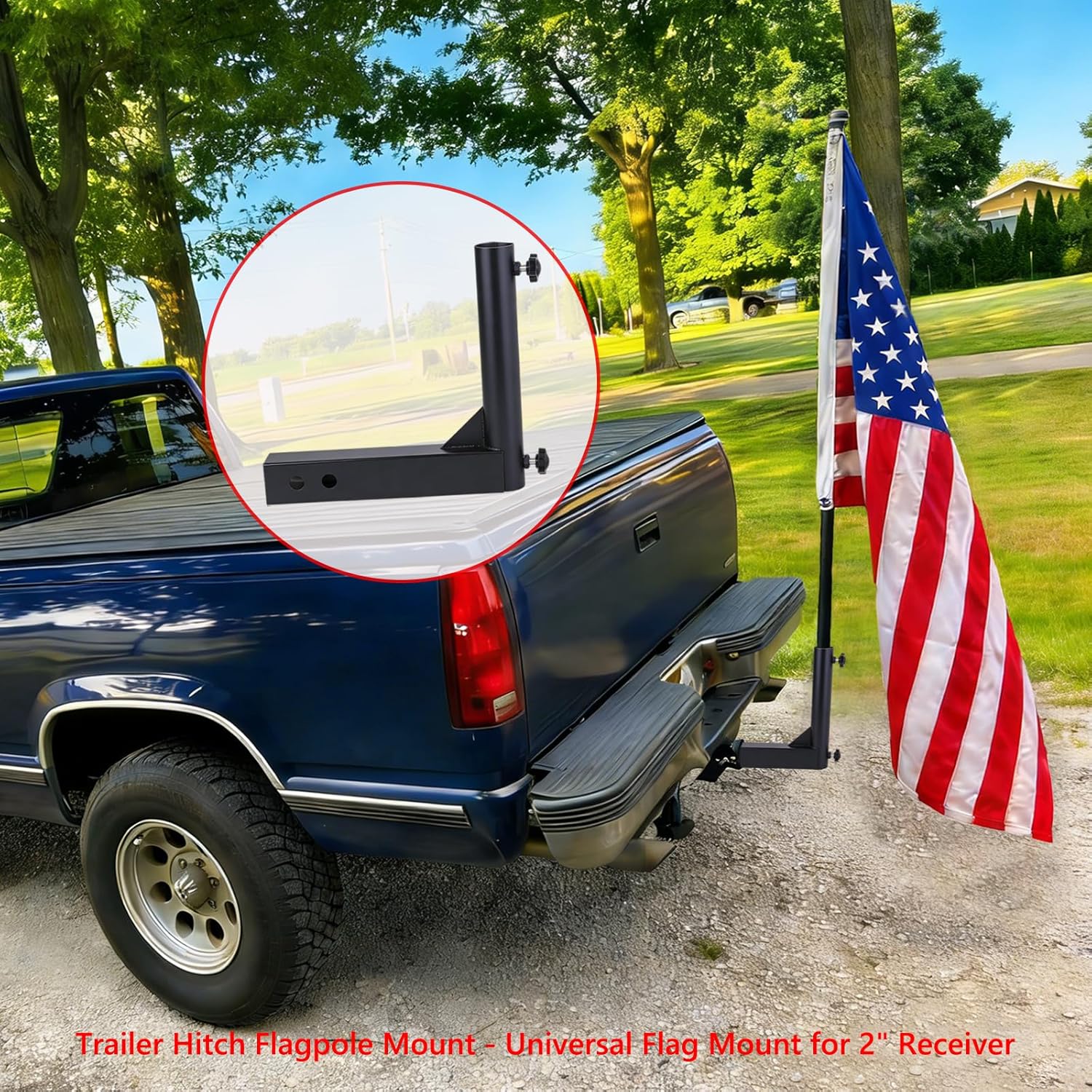 Universal Trailer Hitch Mount Flag Pole Holder,for Any Vehicle with 2" Hitch Receiver,Black - Image 5