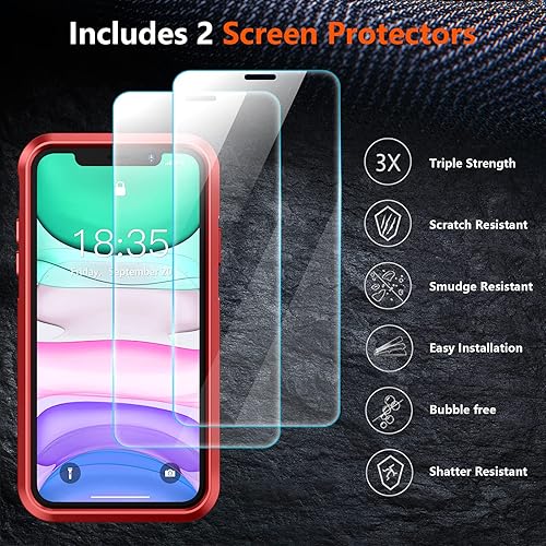 Miniatura 5 de SPIDERCASE Funda a prueba de golpes para iPhone 11, protección contra caídas de grado militar de 10 pies, con 2 piezas protector de pantalla de