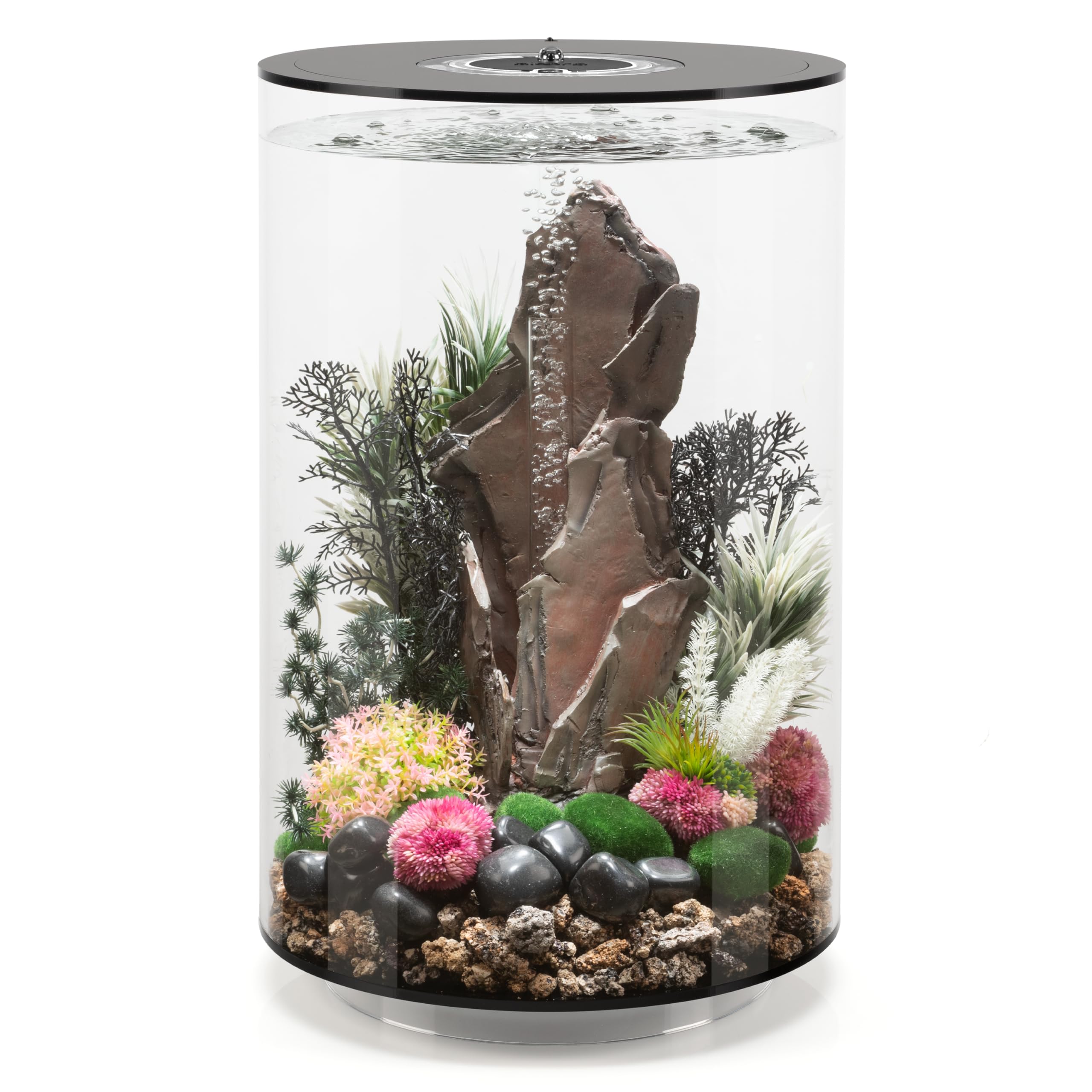 BiOrb Tube LED Aquarium 30L Black Acrylic - Cylindrical Design, 360-Degree View