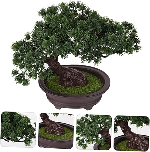 Miniatura 8 de Mini planta de plástico decorativa de pino sintético para bonsái, verde, 10.23 oz