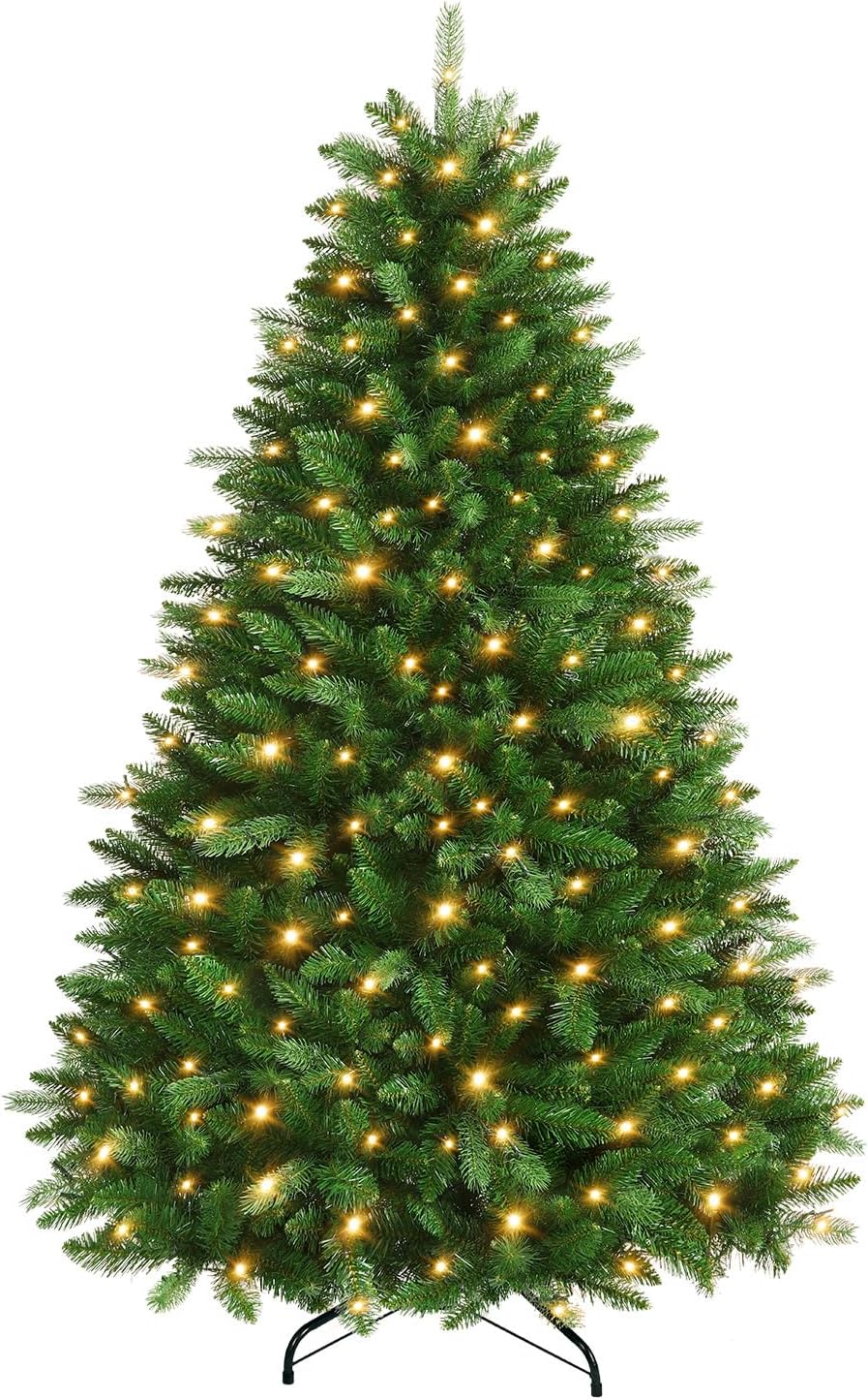 SHareconn 6FT Pre Lit Artificial Christmas Tree with 330 Warm White & Multicolor LED Lights, 12 Light Modes, Xmas Tree with 1018 PVC & PE Branch Tips, with Foldable Metal Stand, Easy Assembly