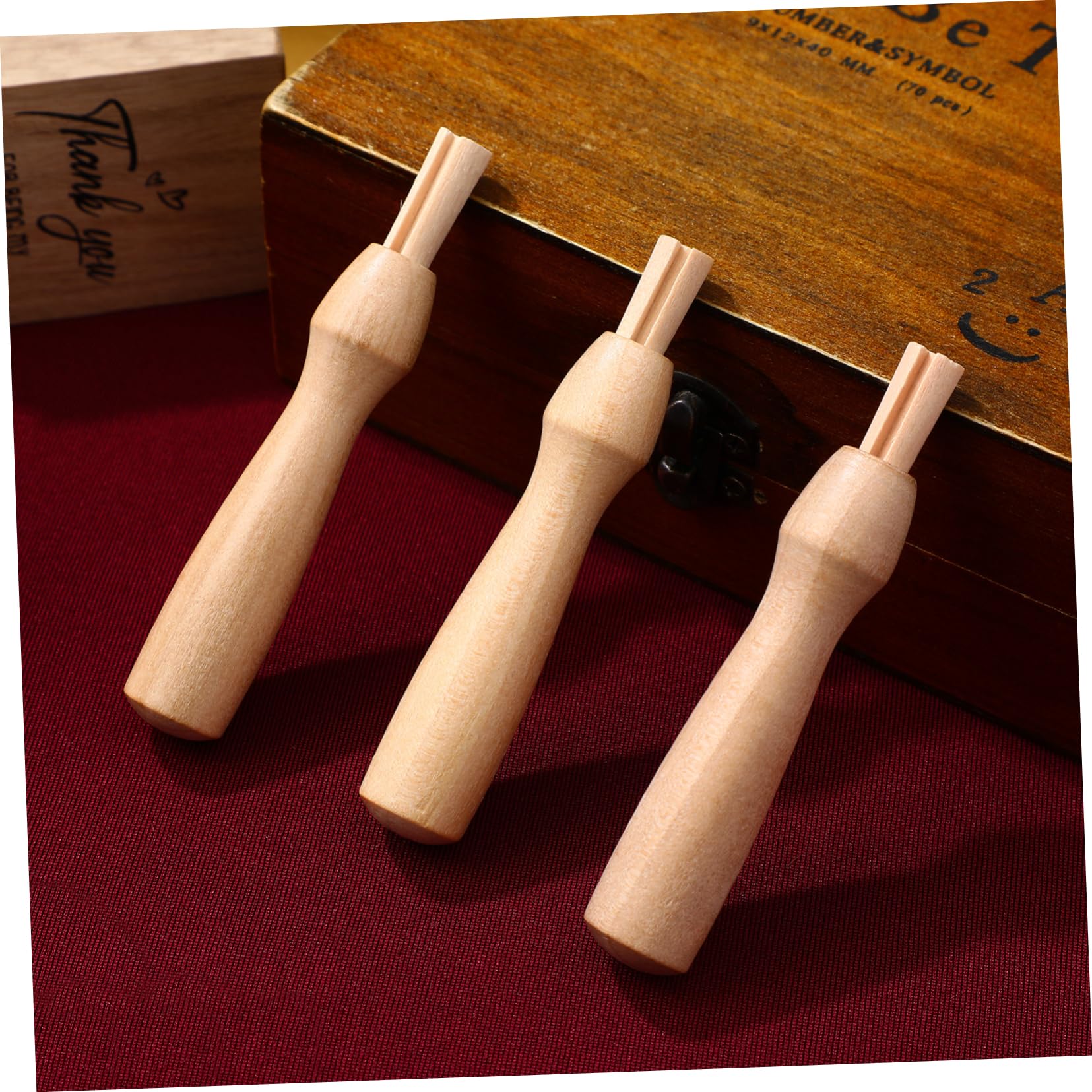 Wakauto 10Pcs Poking Felting Needle Pen Wooden Punch Handles,Cross Stitch Felting Needle Handles Wool Felting Supplies Embroidery Needle Handles Replacement