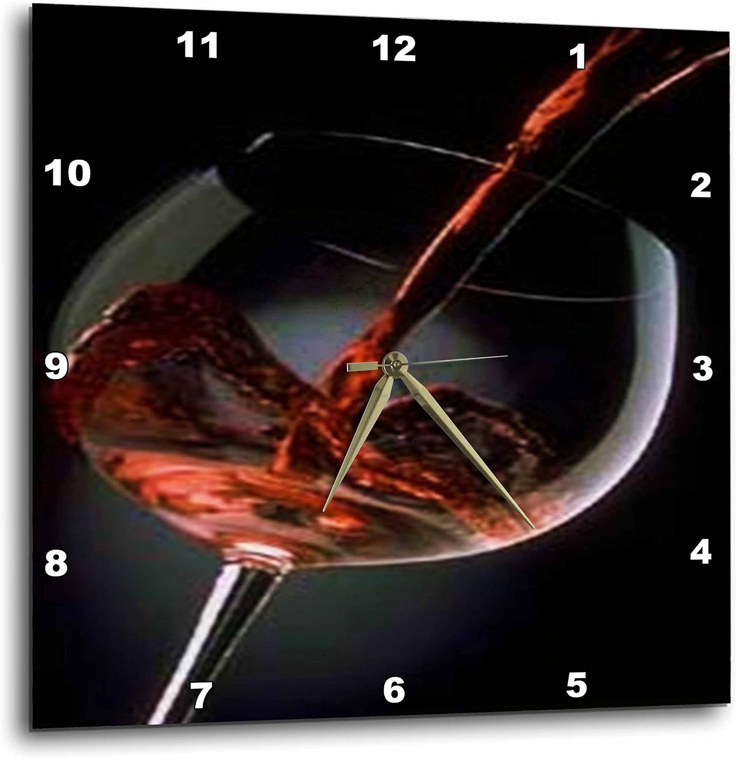 3dRose DPP_33209_2 Pour a Glass of Red Wine Wall Clock, 13 by 13"