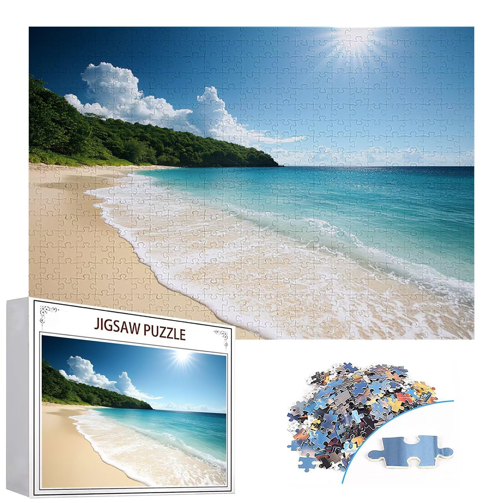 Puzzle 3000 Sztuk Plaża Puzzle dla dorosłych Krajobraz 122x81cm Unikalne Rzemiosło Klasyczne 3D Drewniana układanka do rodzinnych gier aktywnych, układanka zrób to sam do dekoracji ścian domu