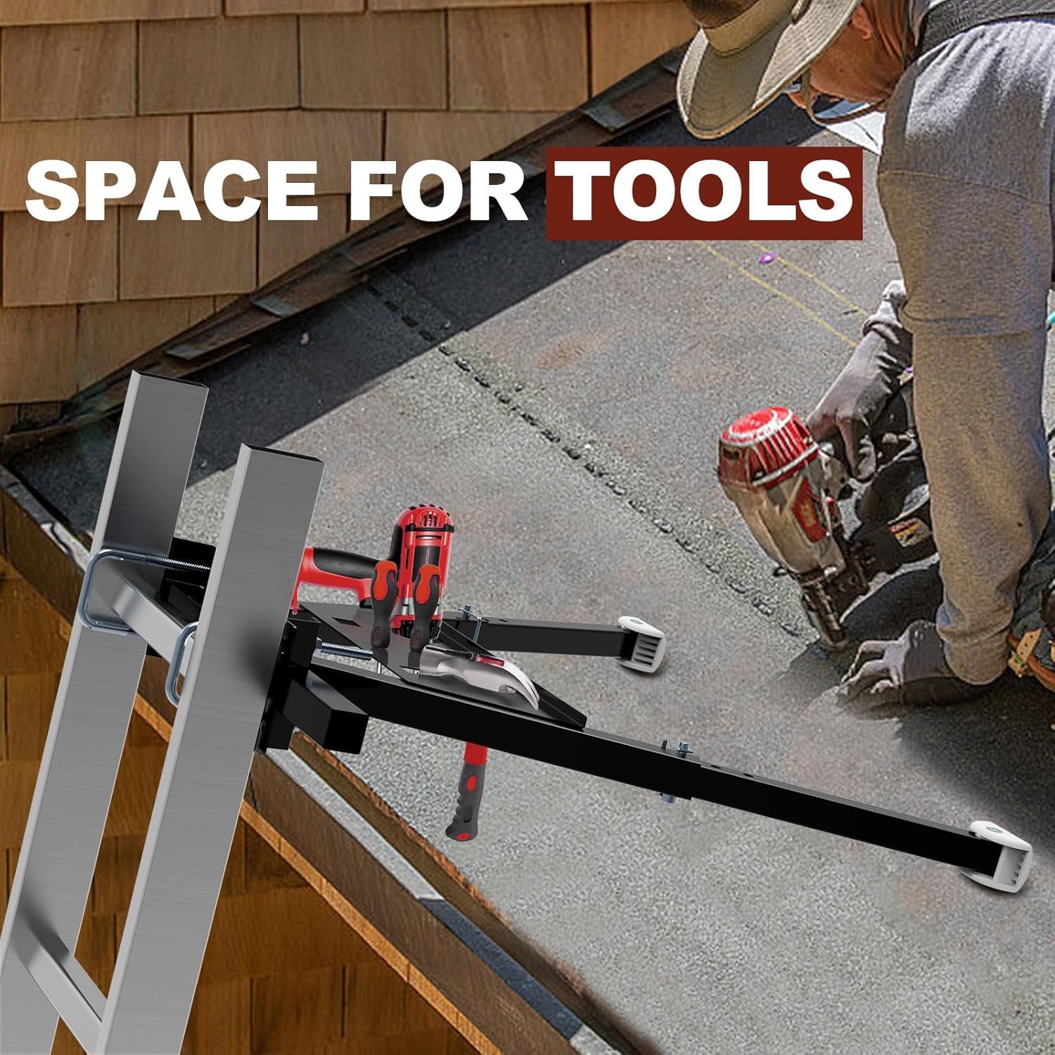 Ladder Stabilizer for Roof,Ladder Stabilizer,Wall Standoff,Ladder Accessory Safety Stability Easy Use,380 Lbs Weight Rating,Black