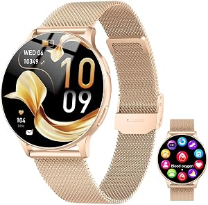 Montre Connectée Femme avec Appel Bluetooth, 1.32″ Smartwatch avec Fréquence Cardiaque/SpO2/Sommeil Montre, 120+ Mode Sportifs Montre, IP68 étanche Fitness Podomètre Compatible pour Android iOS