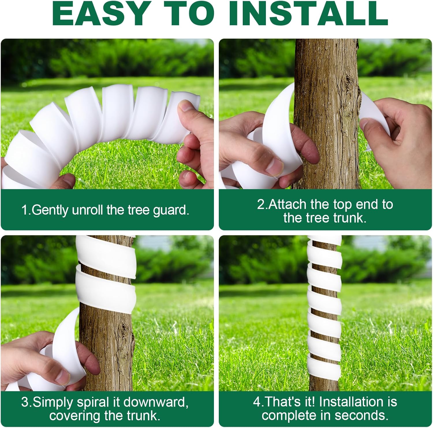 8PCS Tree Trunk Protector Guard, 2 Size Plastic Spiral Tree Bark Protector Tree Wraps to Protect Bark, Tree Tubes Protect Saplings Plants from Deer, Rabbit, Cats, Rodents, Mowers, Trimmers