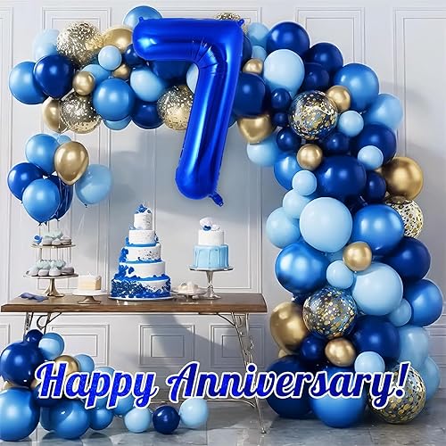 Miniatura 6 de Globo azul marino con el número 7 de 40 pulgadas, globos grandes de aluminio con número de helio, globos gigantes gigantes de Mylar número 1 para