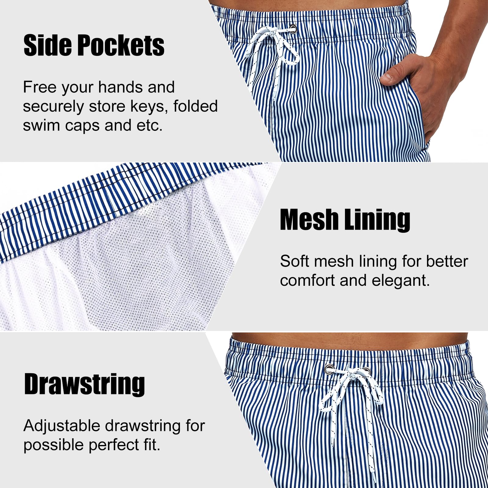 TMEOG Costume Uomo Mare Pantaloncini Casual, Costumi da Bagno Uomo Surf Lungo Costume da Spiaggia Piscina Pantaloncino Estivo con Tasche e Coulisse Regolabile