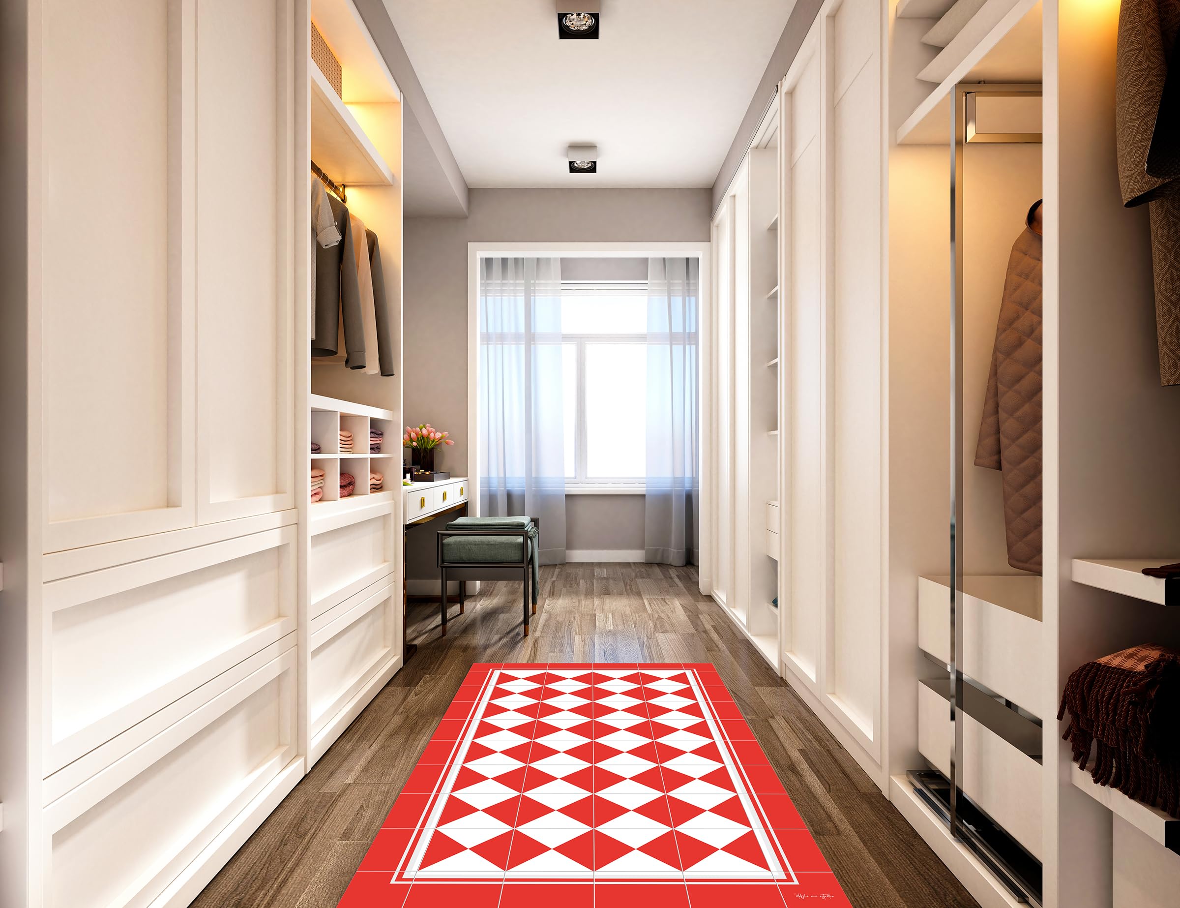 DobleUve Estudio Alfombra Vinílica Imperial | Rojo | 100x150 | Alfombra Cocina Lavable Antideslizante | Alfombra Vinilica | Suelo Vinílico | Alfombra Vinilo Salón