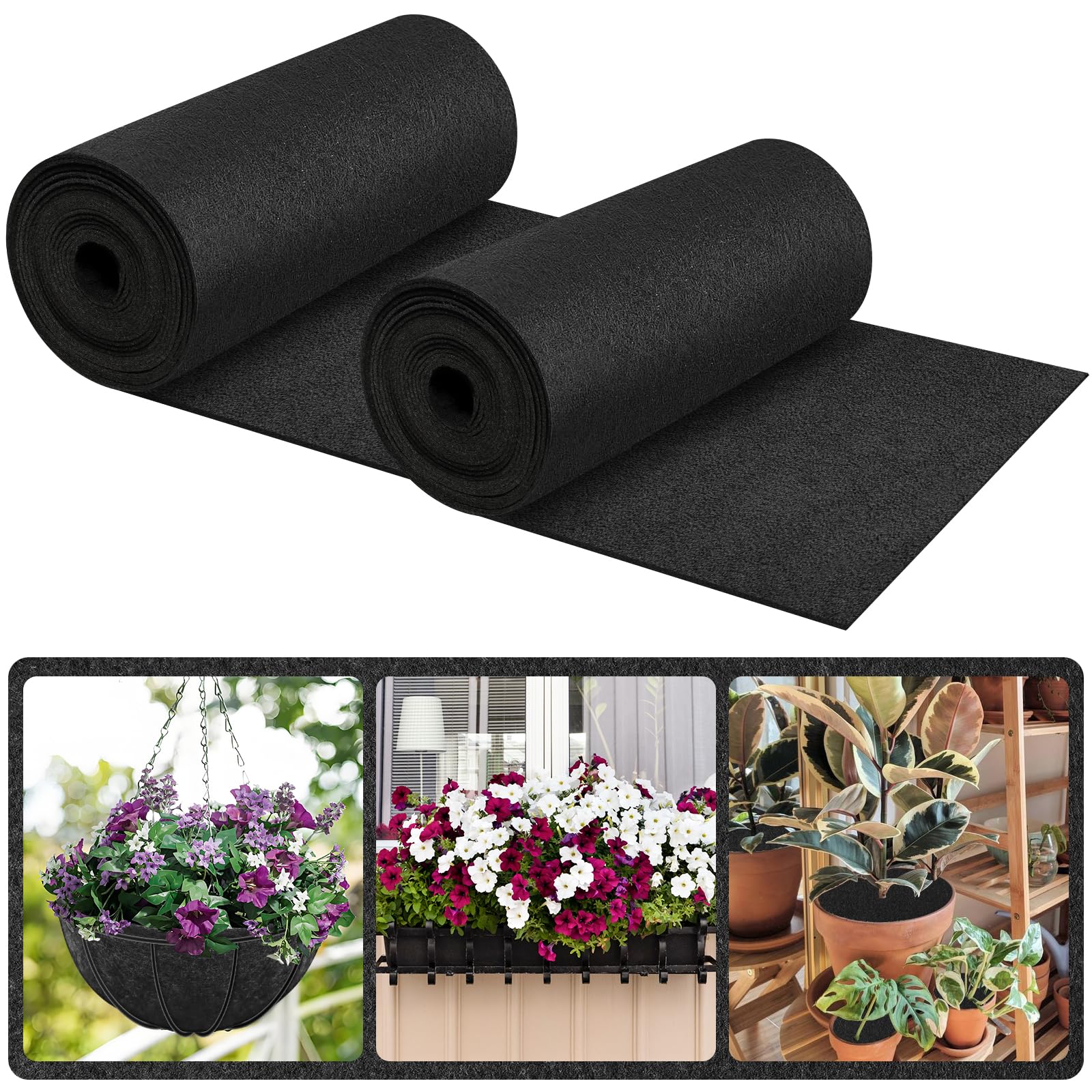 Riare 16x160 Inch Black Felt Planter Liner Roll