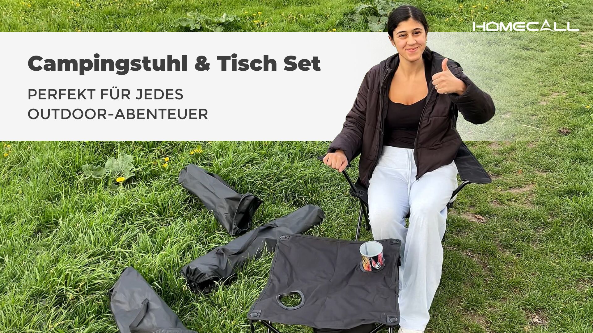 Homecall Camping Tisch Stuhl Set, faltbares Campingtisch mit Stühlen