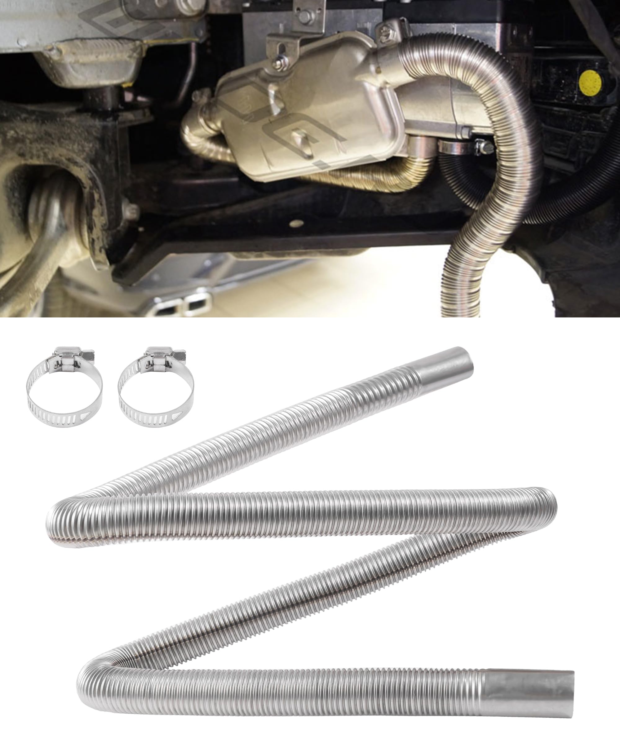 Generator Exhaust Extension Kit,Car Accessories Universal Stainless Steel Fuel Tank Diesel Gas Vent Hose Length,Automotive Replacement Flexible Exhaust Tubing,Fit for Cars,Trucks,SUVs (59")-image-15