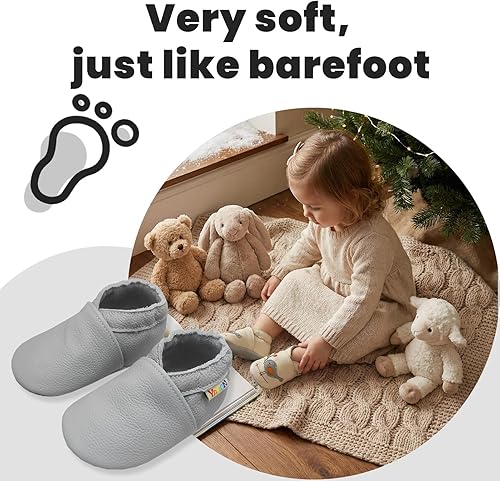 Miniatura 4 de YALION - Mocasines de cuero suave para bebés, niños y niñas, para gatear y dar sus primeros pasos