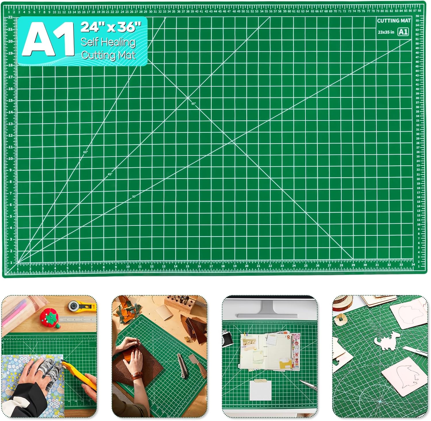 Self Healing Cutting Mat, 36" x 24", Double-Sided Rotary Cutting Mat for Sewing, Quilting, Scrapbooking, Fabric & Craft Cutting Board (A1), Green - Amazon product rated Grade B