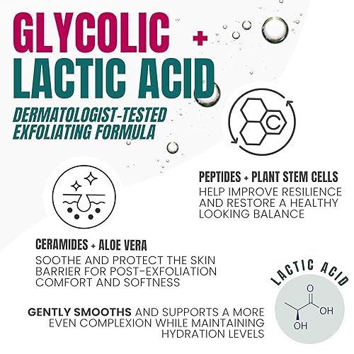 Miniatura 3 de Alozera Suero glicólico con ácido láctico, exfoliante y tratamiento de refinación de poros para una piel más suave y renovada, suave y eficaz, 1