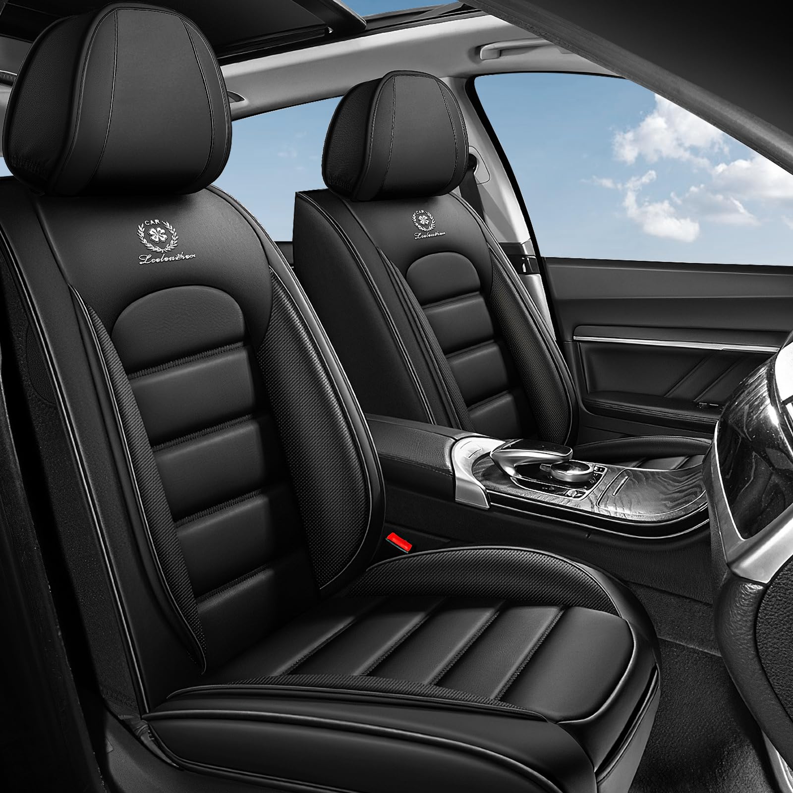 Coprisedili Auto Universale Per Ford Ranger Ranger Raptor 2001-2024 2025 2026, Copri Sedile Auto Pelle PU，Impermeabile，Traspirante, Regalo di Compleanno(Black)