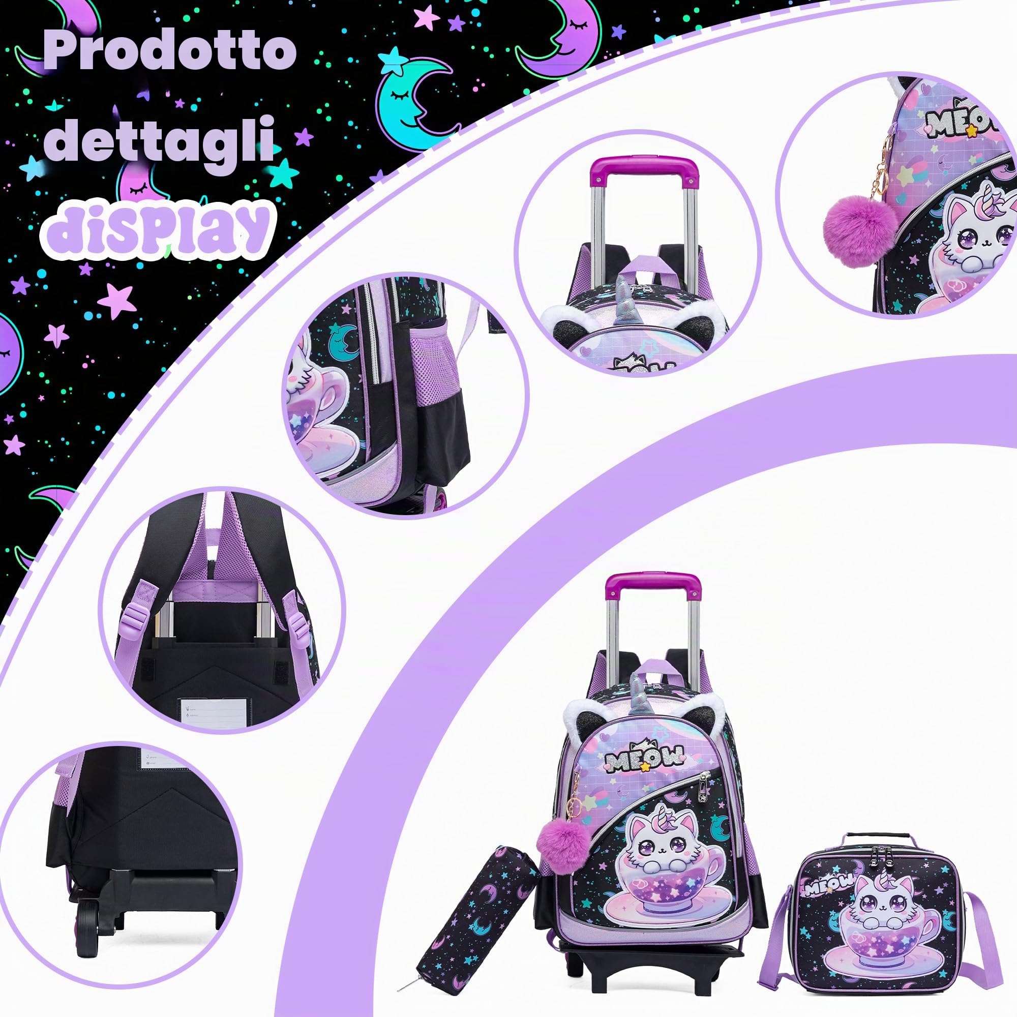 Borsa Pop It Fidget Toys per ragazze, 40,6 cm, zaino per la scuola primaria, pop, unicorno, Push Bubble Sensory, Squeeze Squeeze, borsa arrotolabile, adatta per bambini primari e asilo.