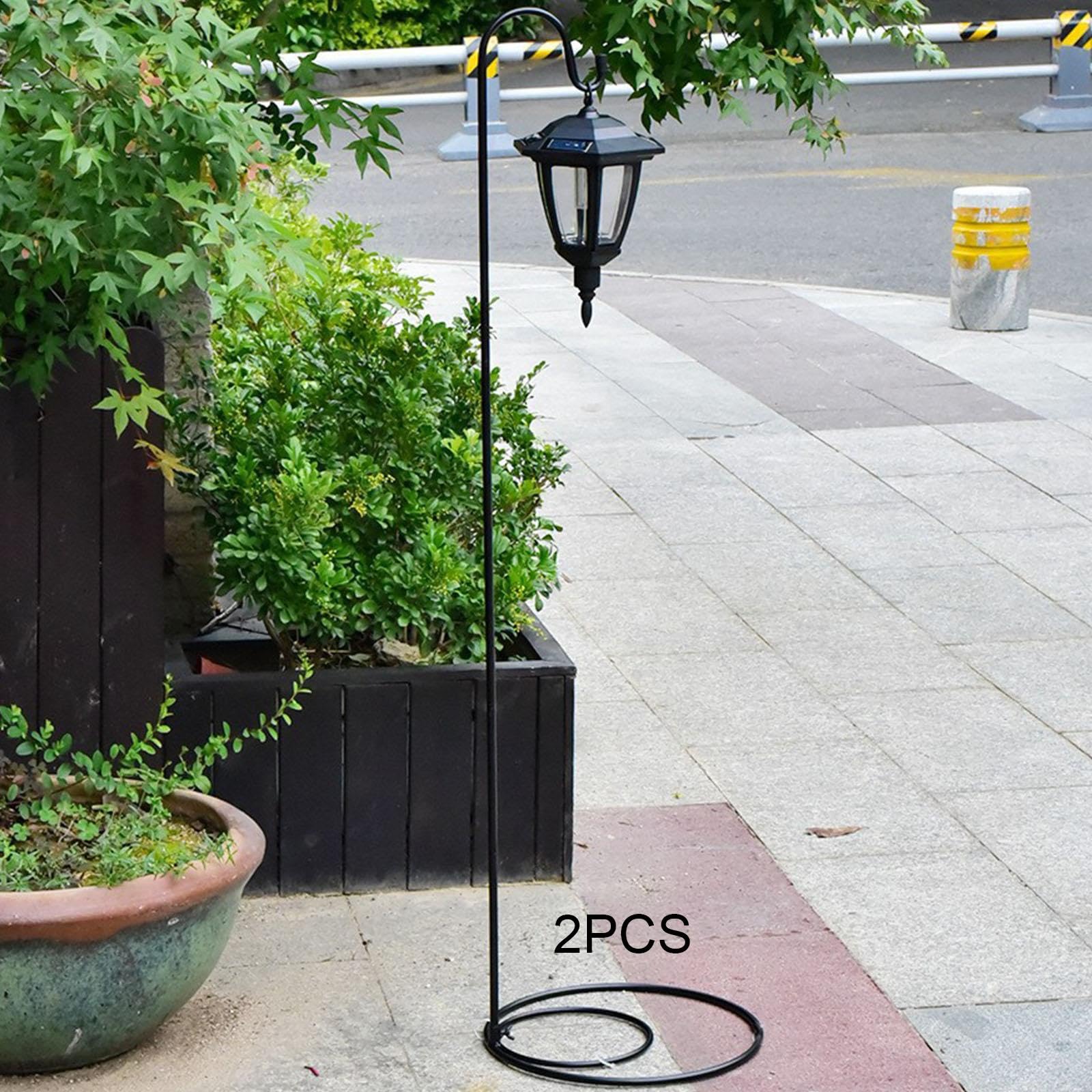Lot de 2 Supports en Forme de Crochet de Berger, faciles à Installer, en Fer avec Base Plate, pour lanternes, Jardins et patios.