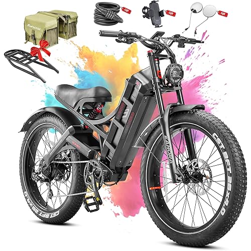 eAhora Romeo Pro 2/3 34-50Mph Electric Bike for Adults, 1600/2500/4000/5600W Dual Motor Ebike 48-60V 60-80Ah Battery 100-235 Mile Long Range, 26*4.0"/20*4.5" Fat Tire, Full Suspension, All Terrain