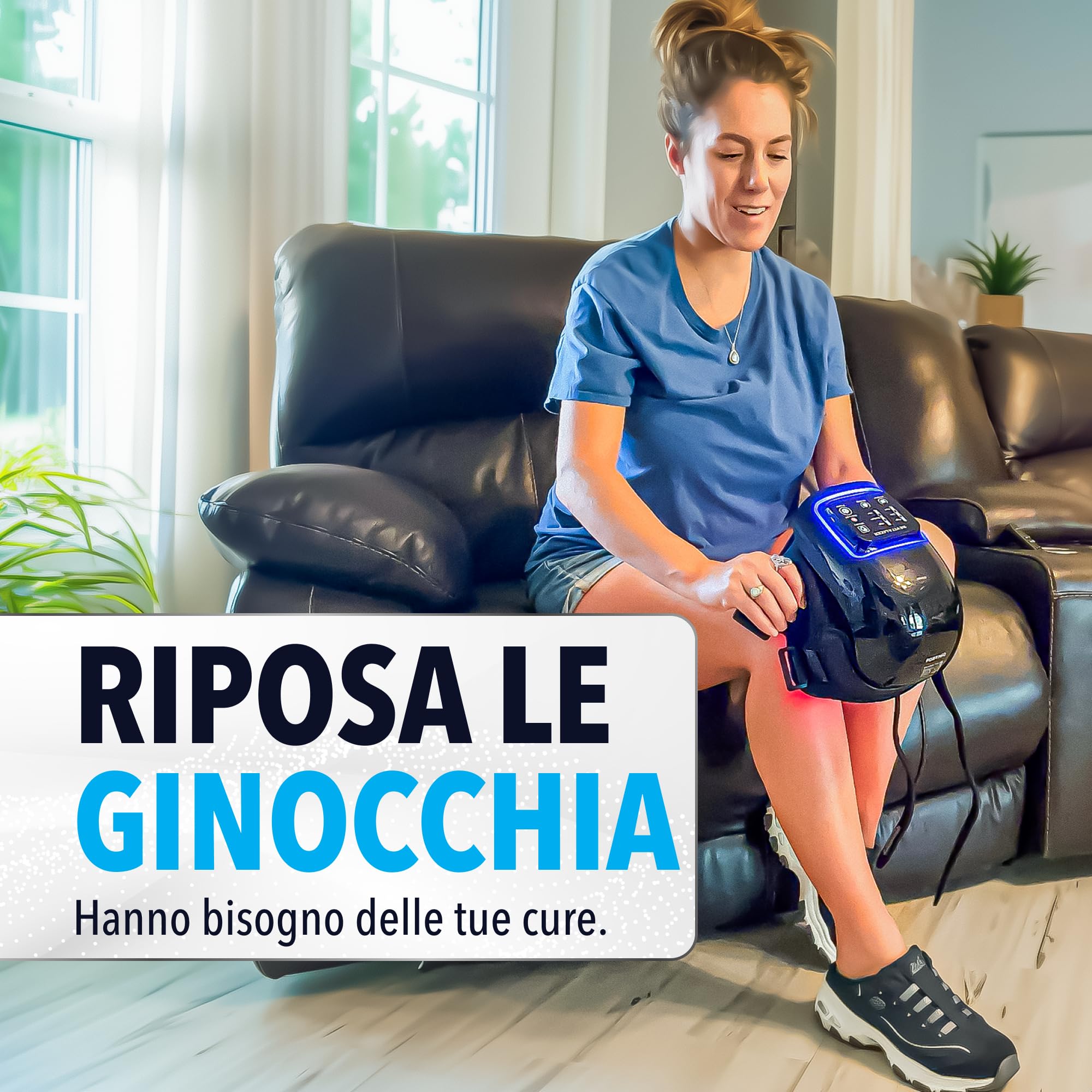 FORTHiQ Pro+ Ginocchiera per Artrosi Ginocchio - Massaggiatore - Sollievo dal Dolore e Supporto Quotidiano con Calore, Luce Rossa, Vibrazione, Senza Fili, Ricaricabile, con Memoria