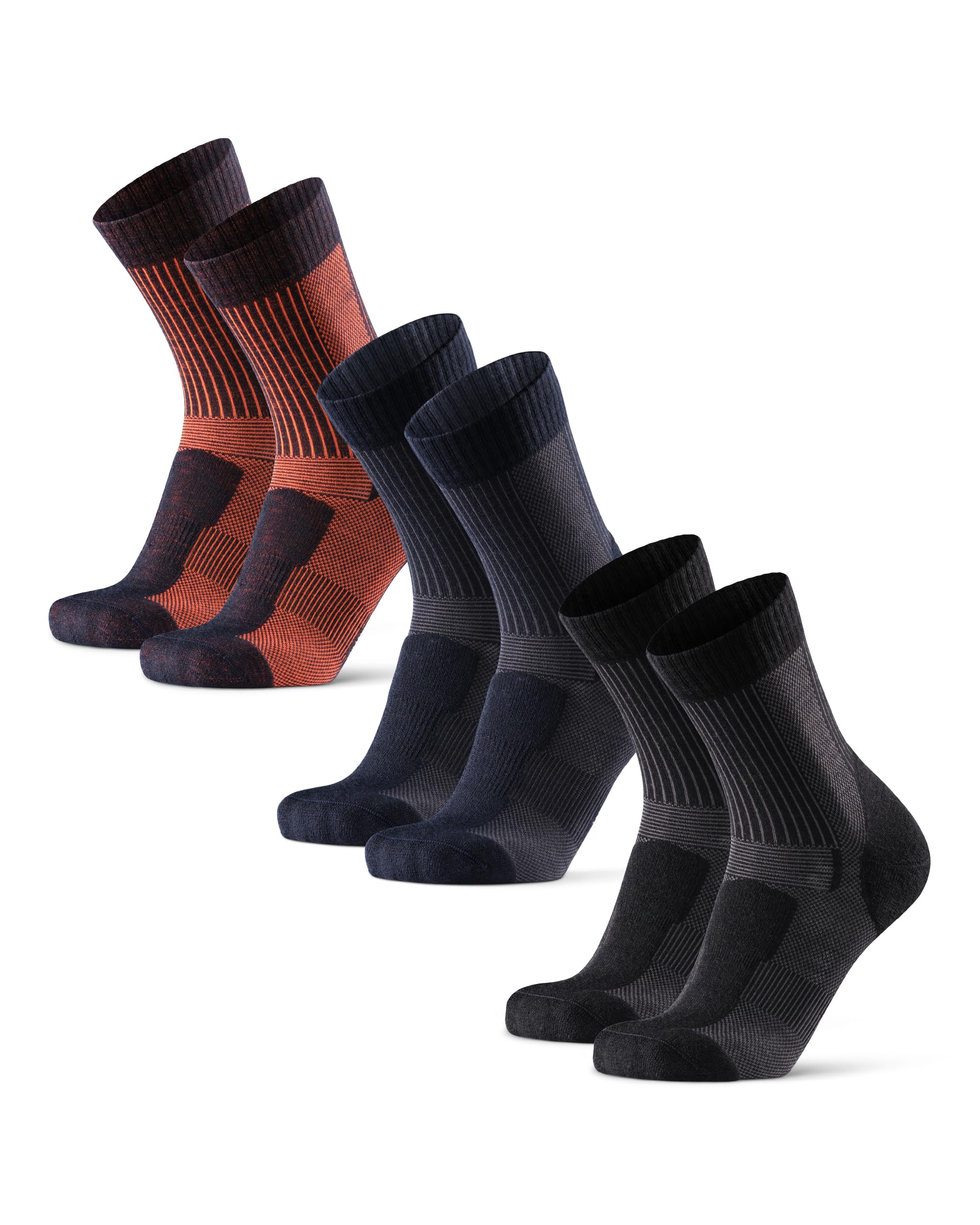 DANISH ENDURANCE Calze Trekking Leggere in Lana Merino, Anti-Vesciche, Traspiranti, da Uomo, Donna, Bambino, 3 Paia