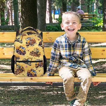 Backpack for Boys - Construction Backpacks for Boys - Lightweight Toddler Bookbag - Truck School Bag for Kindergarten/Preschool/Elementary(17 Inch)