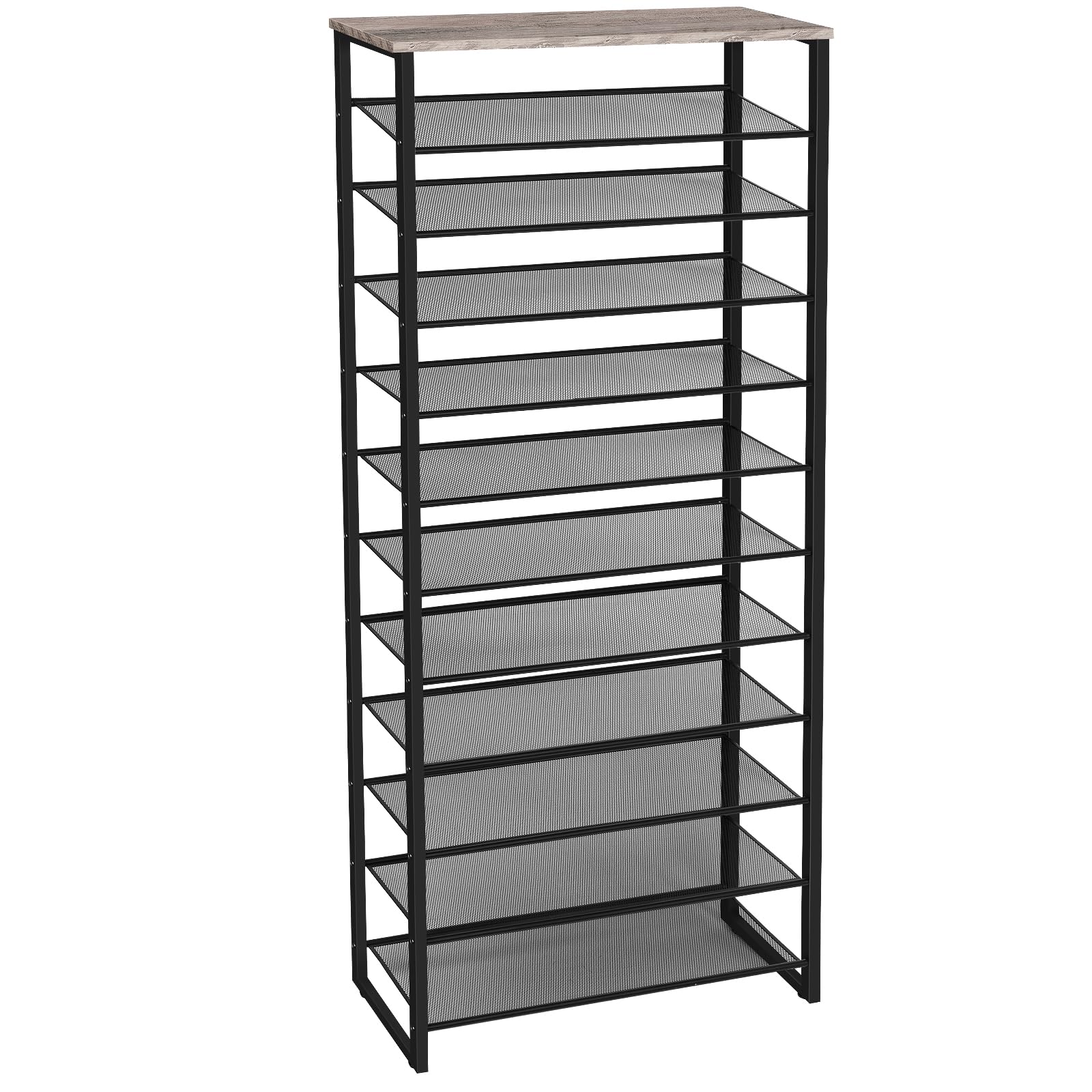 HOOBRO Große Schuhregal, Schuhablage, Schuhschrank hoch, Metallrahmen, Industriestil, für Flur, Wohnzimmer, Schlafzimmer