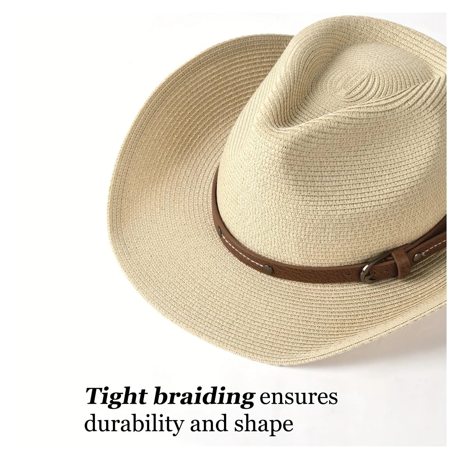 Sombrero Cowboy Sombrero vaquero de paja ala ancha unisex plegable, con protección solar, ideal for playa y verano, cordón for el viento