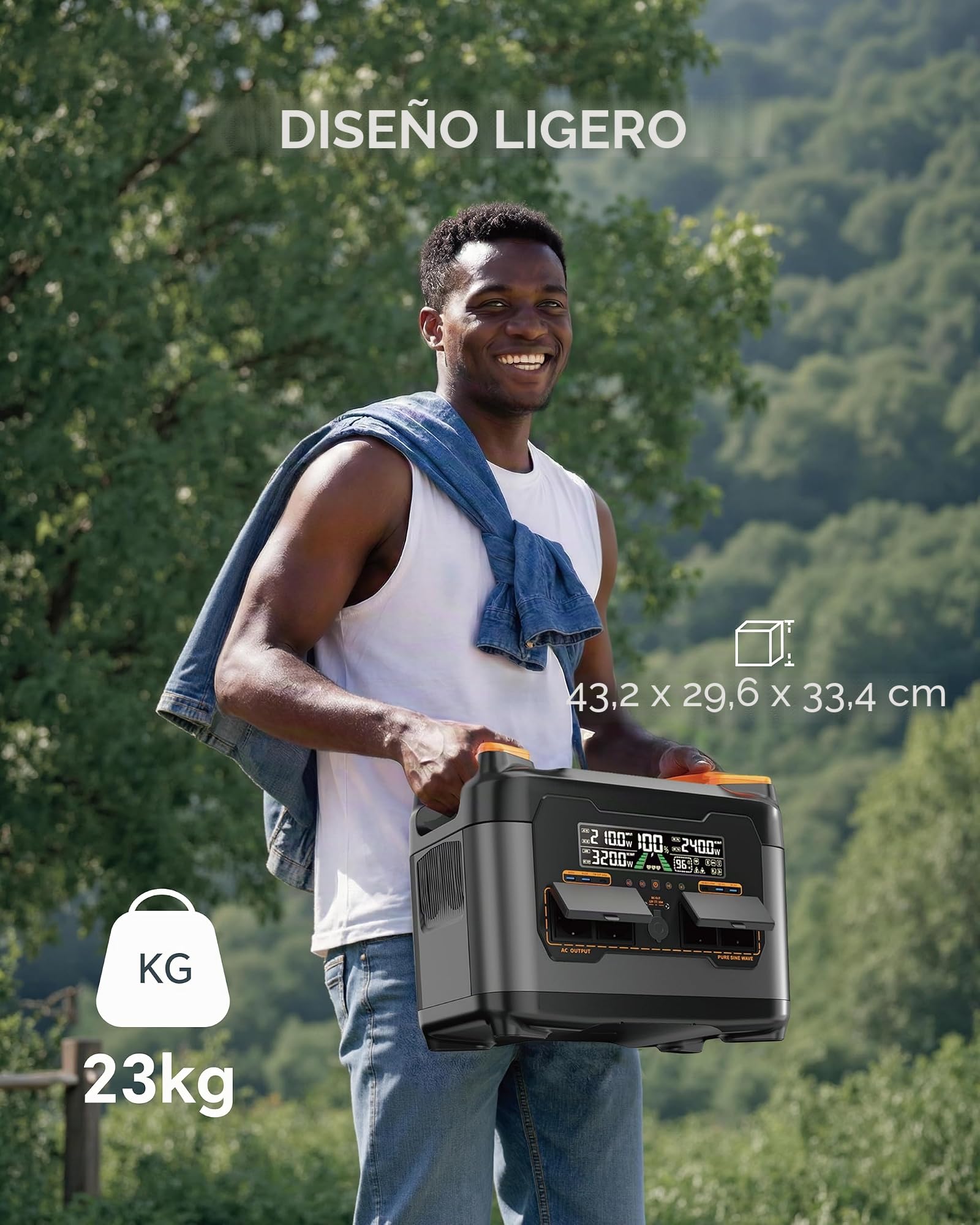Estación de energía portátil S2400, 2048 Wh/2400 W LiFePO4, generador solar, 1,5 horas de carga rápida, 13 puertos, generador de energía móvil para camping, casa, viajes al aire libre