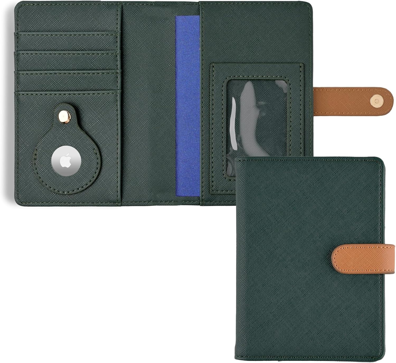 The Passport Wallet - Premium Travel Passport Wallet and Cover with Secure Magnetic Strap, Multiple Card Slots, & Concealed AirTag Slot- Ideal for International Travelers - Green