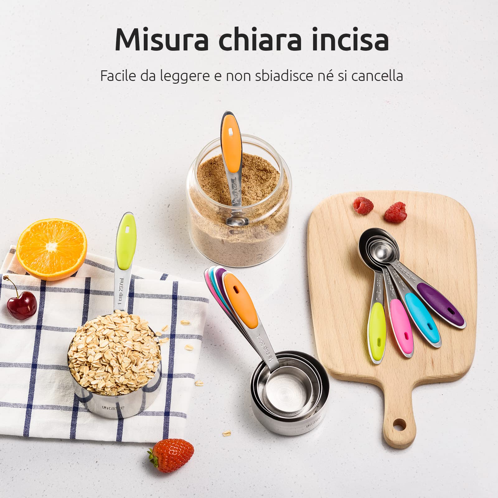 Set 12 Misurini Da Cucina In Acciaio Inossidabile 18/8 - Cucchiai E Dosatori Con Misure Incise - Foto 7