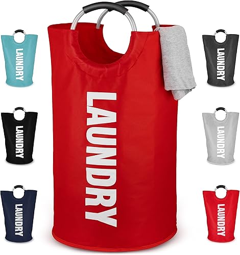 Zulay Home Cesta de lavandería grande de 82 L plegable, bolsa de lavandería acolchada antideslizante con asas, cestas de lavandería plegables