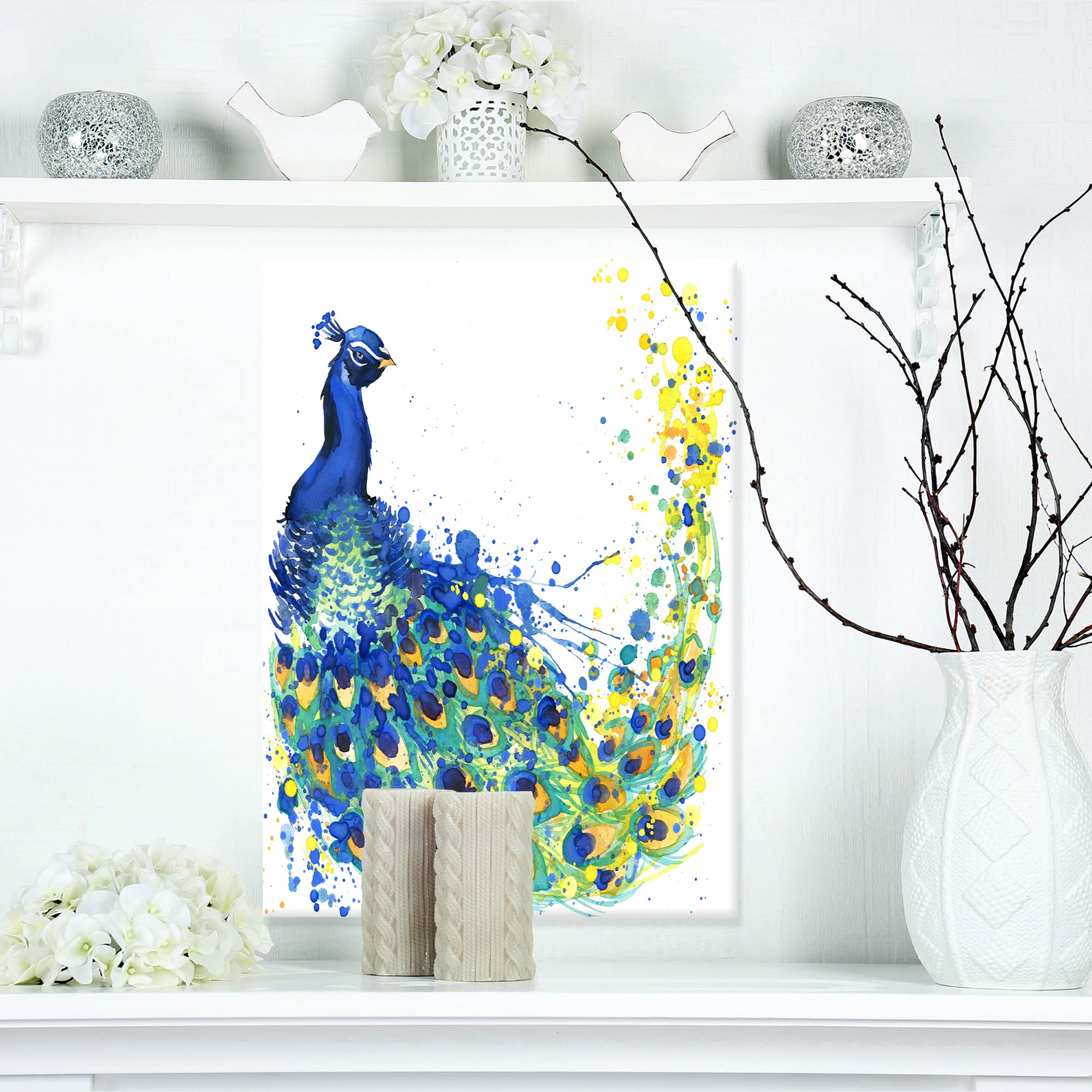 Amazon.co.jp: Designart エキゾチック 孔雀 水彩画 コンテンポラリー