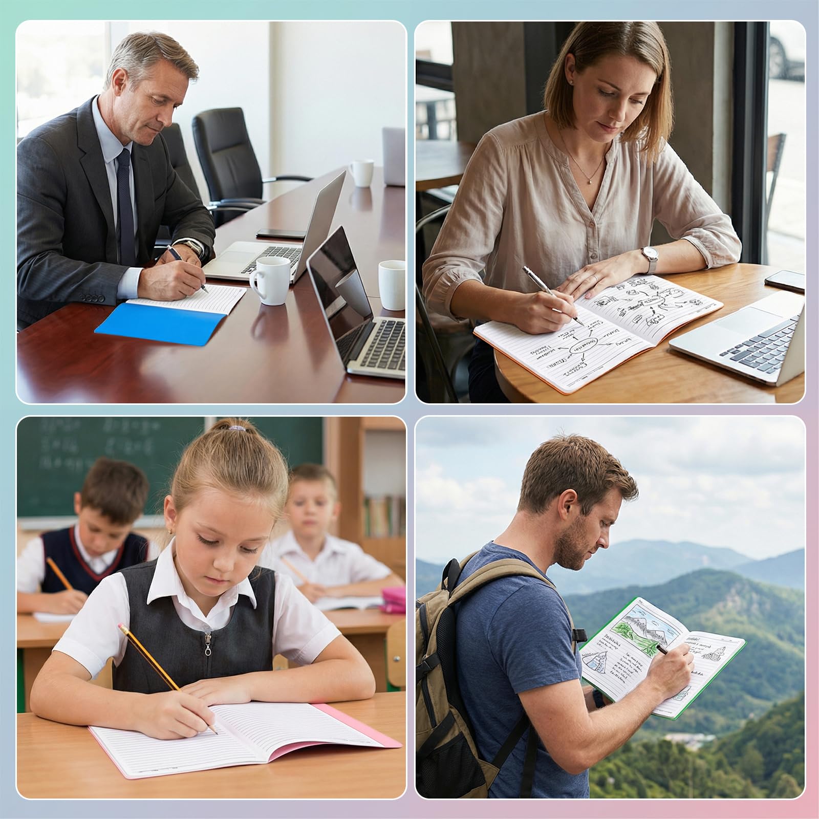 BESARME 60 quaderni a righe A5 per bambini, A5, per preghiera religiosa, per donne, colorati, a righe, per studenti, materiale scolastico