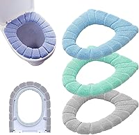 Guojanfon 3-Pack Soft Thicker Warm Stretchable Washable Toilet Seat Covers - Fits Most Round/Elongated Seats