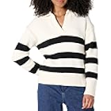 Womens Casual Relaxed-Fit Heavyweight Cotton V-Neck Polo Pullover Sweater