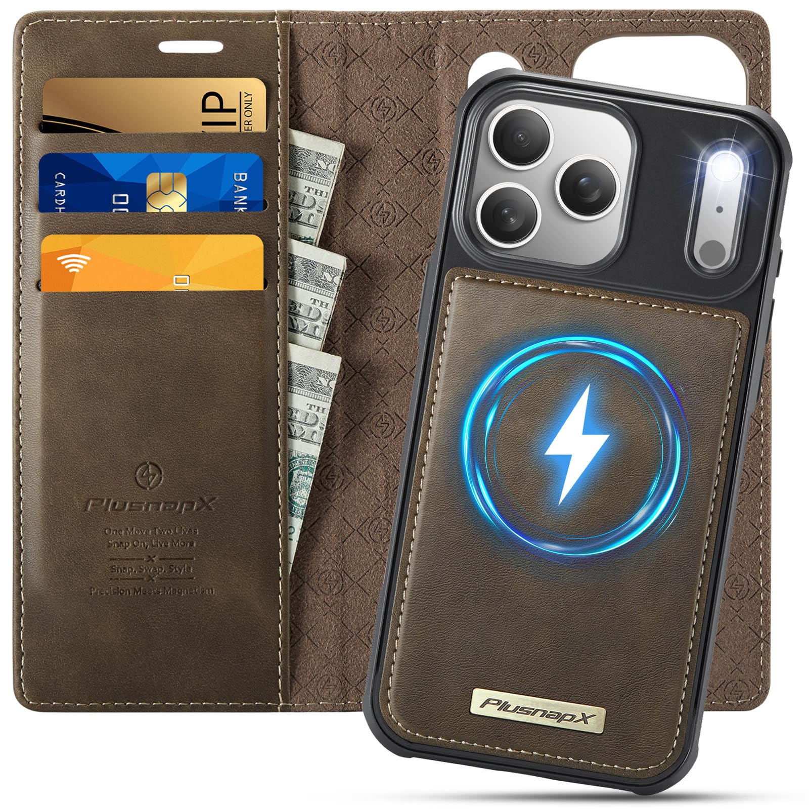 Amazon.com: PlusnapX for iPhone 17 Pro Max 2in1 Detachable Wallet