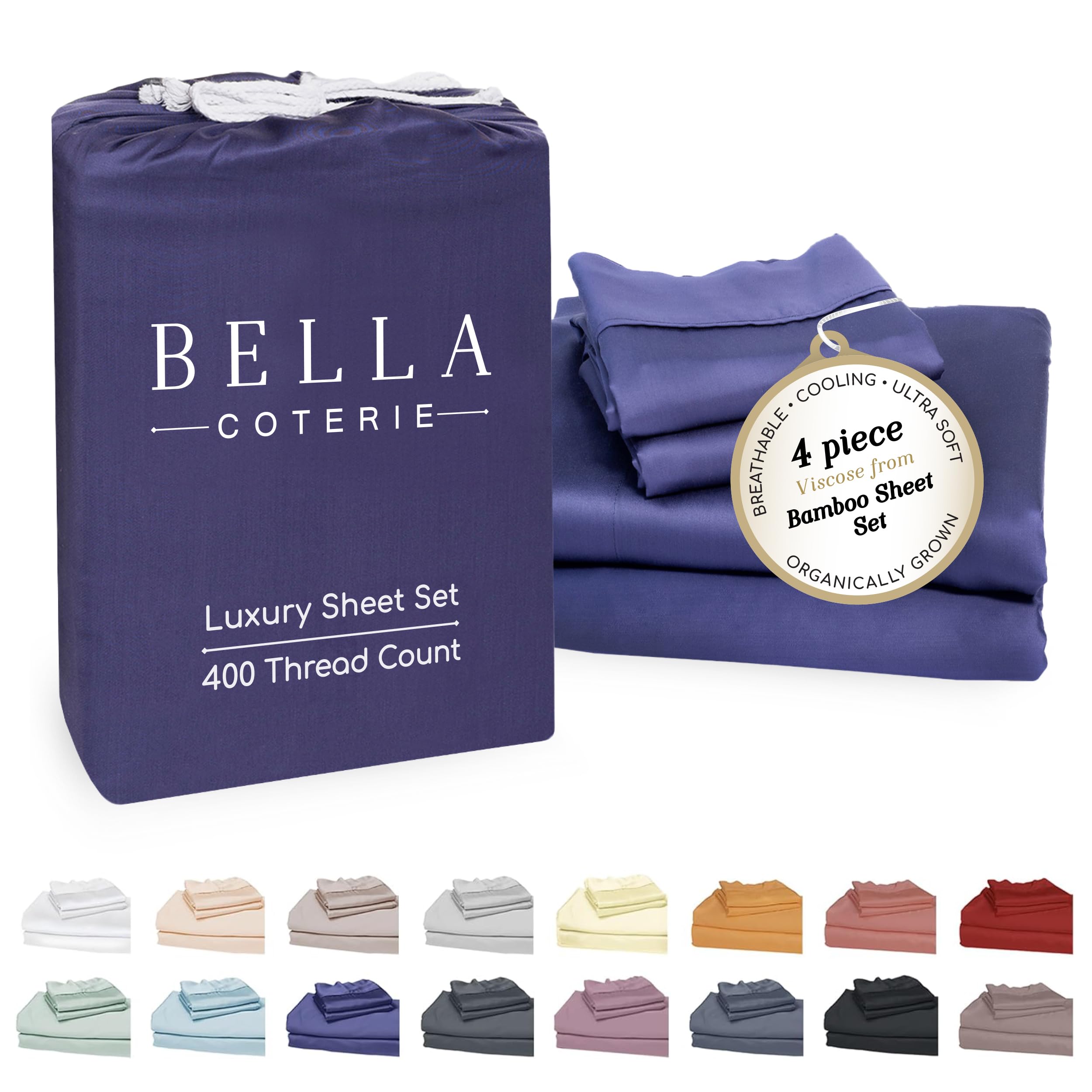 Bella Coterie Luxury Bamboo Viscose 34 Split Top King Size Sheet Set 1 Fitted Sheet for Sleep Number