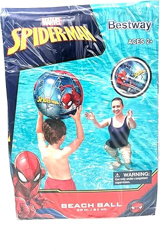 Miniatura 2 de Spiderman - Combo de tubo de natación y pelota de playa, inflable, flotador de piscina, 2 piezas