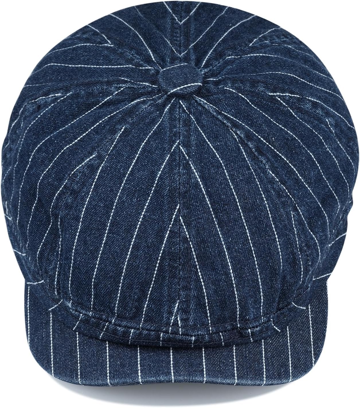 Clakllie Octagonal Newsboy Hat with Chic Stripe Design Herringbone Ivy Cabbie Hat Denim Cotton Gatsby Driving Cap for Daily - Image 6