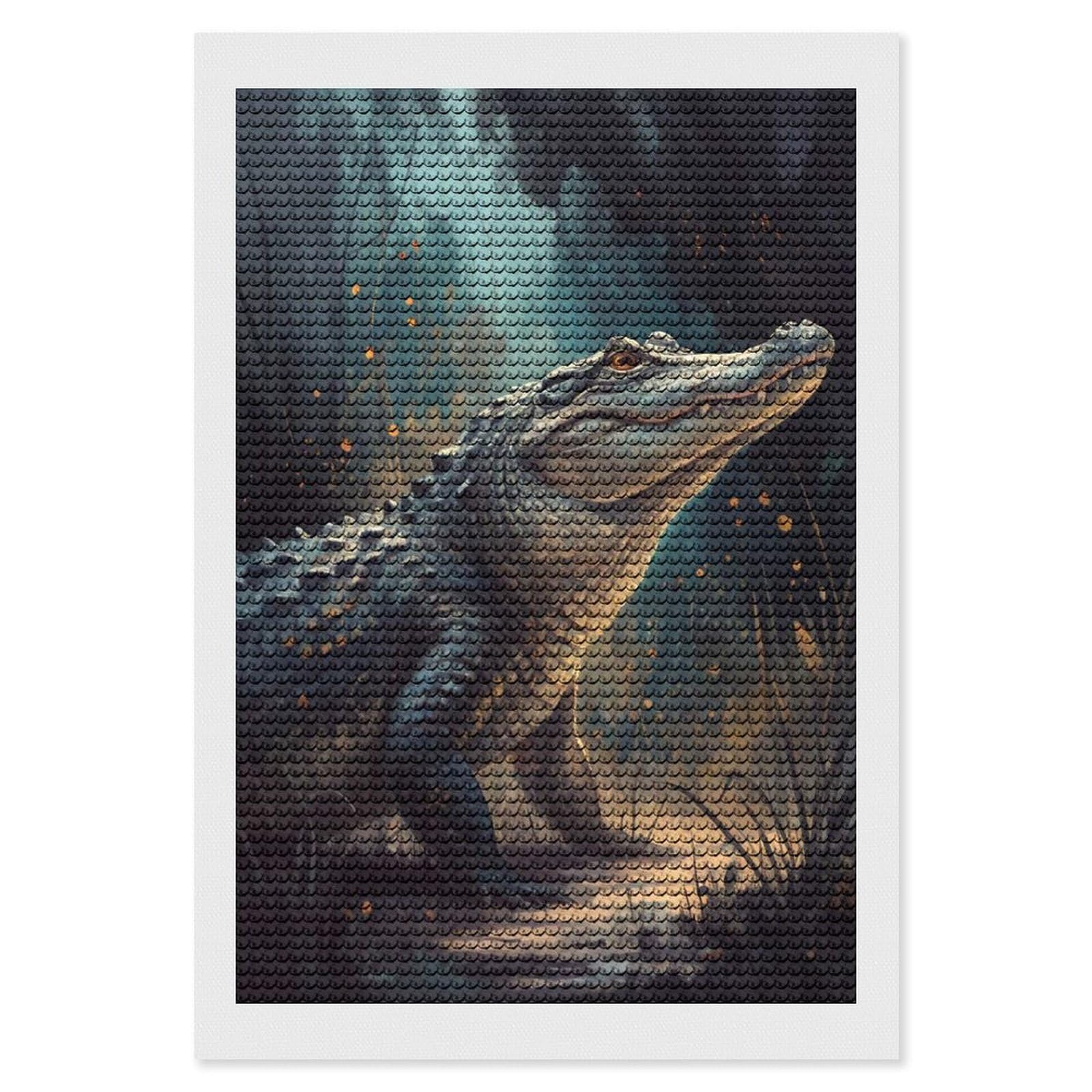 Junmoney Alligator in A Swamp 5D Diamond Painting Kit 8"x12", Relaxing DIY, Mindful Craft Project, Full Kit Included, Thoughtful Present