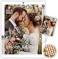 DPDP Custom Diamond Art Painting Kit for Adults - Personalized Photo Upload with Name/Text, DIY 11.8x11.8in Round/Square Drills