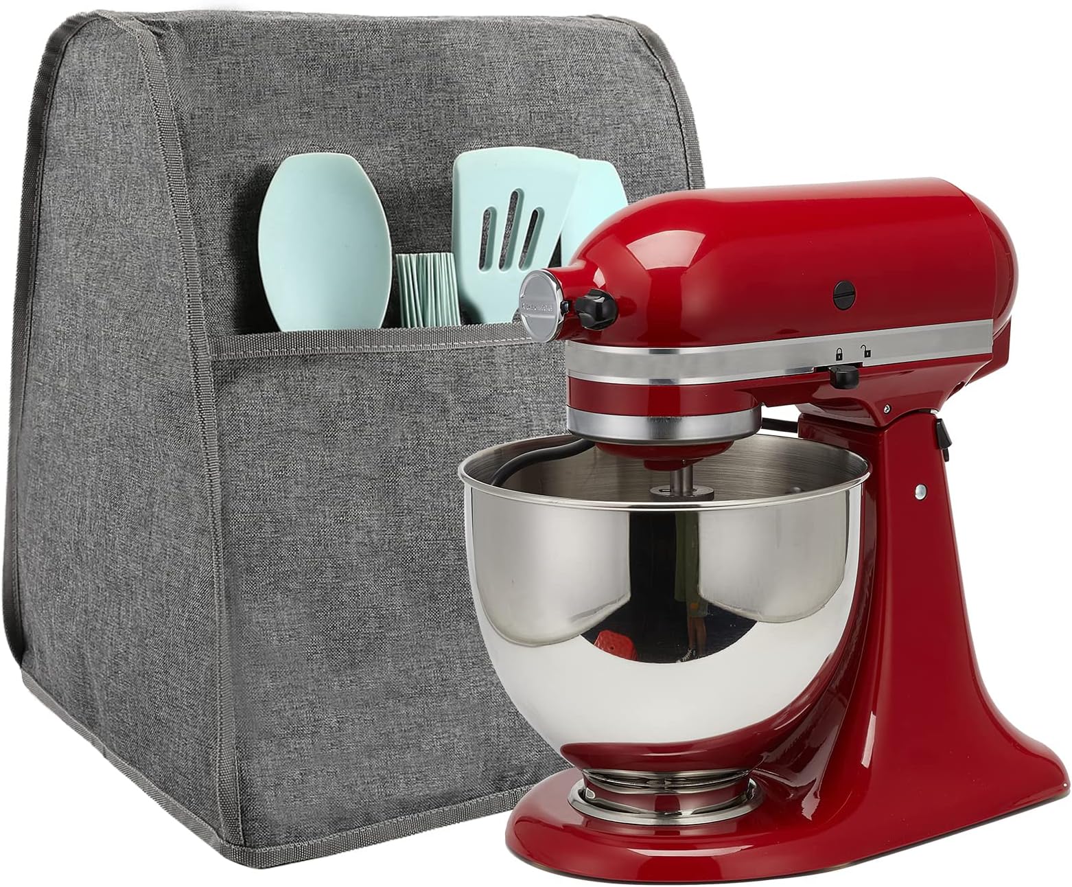 KitchenAid Stand Mixer Cover Universal Fit for Tilt-Head & Bowl-Lift Models 4.5 to 8 Qt, Thick Quilted Mixer Dust Cover,Protector for KitchenAid Mixer Accessories, Mother's Day gifts. Classic Gray
